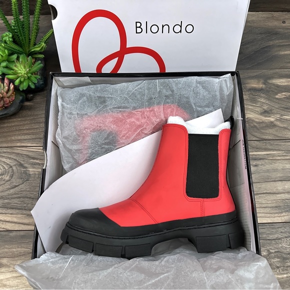 NIB Blondo Helga Waterproof Winter Chelsea Boots Red 8.5M - Picture 11 of 13